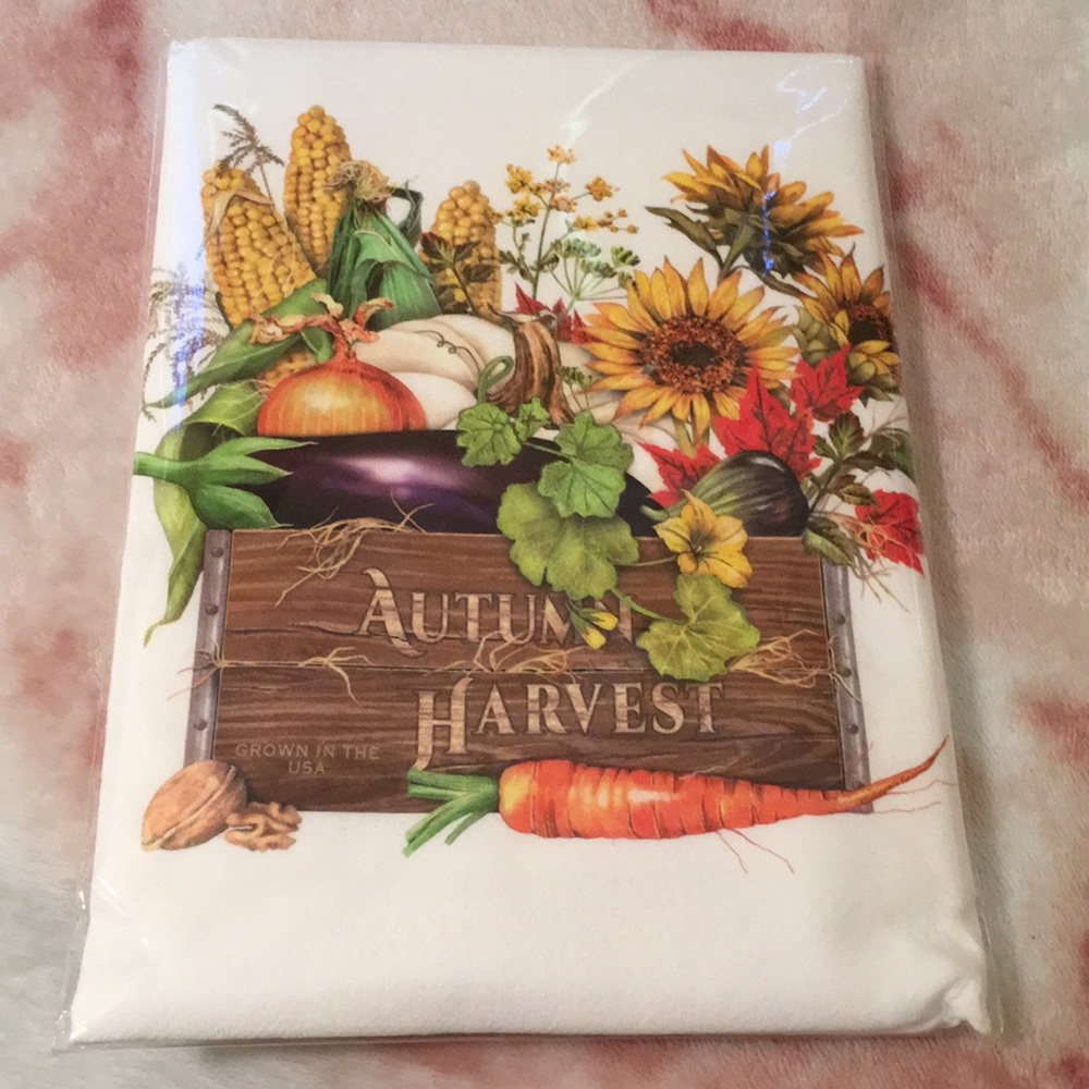 Autunm Harvest Flour Sack Kitchen Towel NWT 30X30”